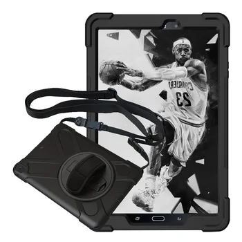 

For Samsung Galaxy Tab A 2016 10.1 P580(w/S Pen) P585 Pirate Tablet Case Cover Silicone+PC Kickstand Case w/Wrist+Shoulder Strap