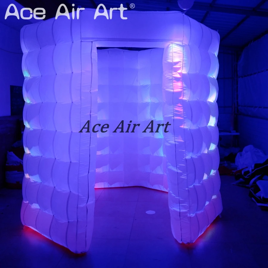 2018 привлекательный дизайн надувные светильники восьмиугольная photo booth с 6 светодиодными лампами, изменение кубический тент по Ace