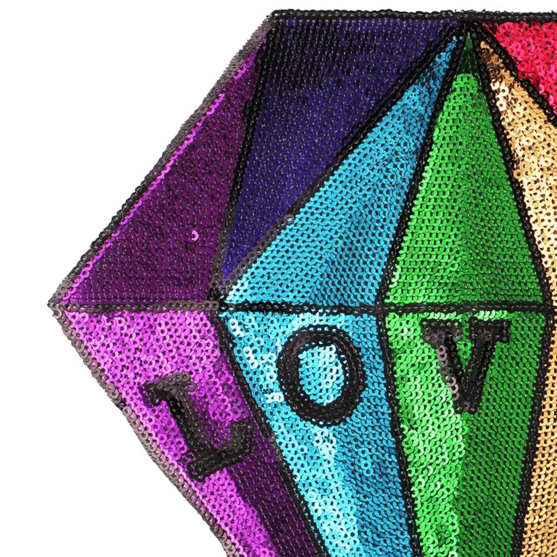 Радужные цветные алмазы большой мотив любимая нашивка с блестками нашивка с вышивкой нашивка значок DIY Швейные аксессуары 25,4x24,1 см