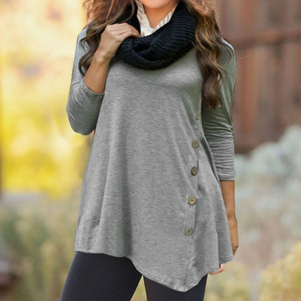

Plus Size Korea Summer women's O-Neck Shirts Casual Long Sleeve Button ladies Tops solid Tunic Chiffon Blouse Female Tops Blusas