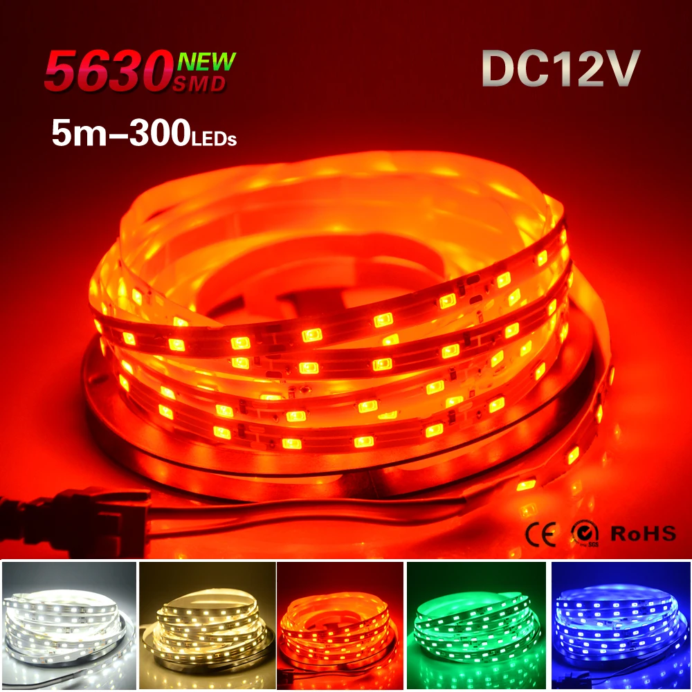 16Ft 3528//RGB waterproof SMD 300//LED Light Strip Flexible Ribbon Tape lamp DC12V