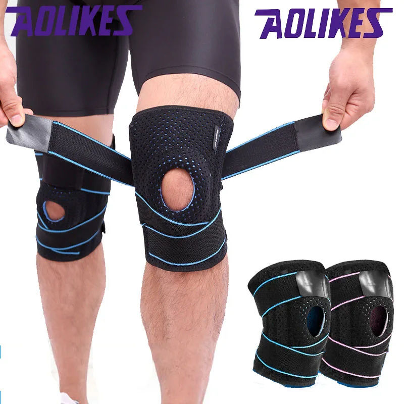 AOLIKES 1 PCS قابل للتعديل ضمادة الضغط سيليكون منصات الركبة مرونة دعامة الركبة دعم كرة السلة والمشي الركبة حامي AOLIKES 1 PCS قابل للتعديل ضمادة الضغط سيليكون منصات الركبة مرونة دعامة الركبة دعم كرة السلة والمشي الركبة حامي
