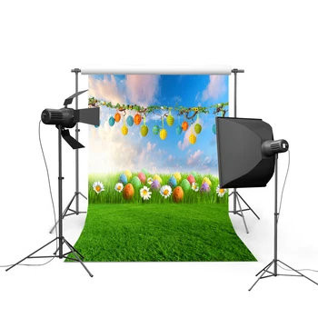 

1.5MX2.2M Easter photography backdrops vinyl cloth background digital printed with muiti-colored eggs and flowers GE-041