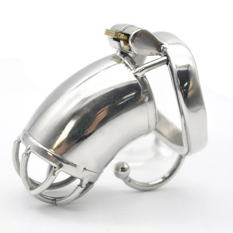 304 Stainless Steel Male Chastity Devices,Cock Cage with Base Arc Ring,Penis Lock, Cock Ring Restraint BDSM Sex Toys For Men