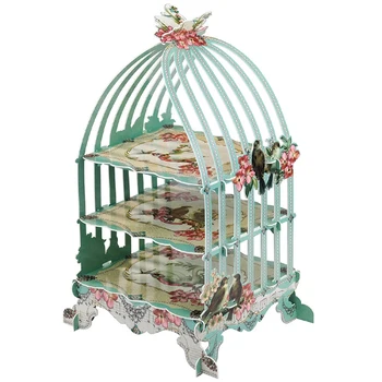 

3 Layers European Cake Rack Birdcage Cupcake Cardboard Cake Stand Afternoon Tea Vintage Wedding Party Display Holder