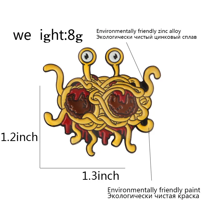 FSM flying spaghetti monster Anime Decal Brooches Backpack pins Badges Hard enamel lapel pin Hat Bag Jeans Pins