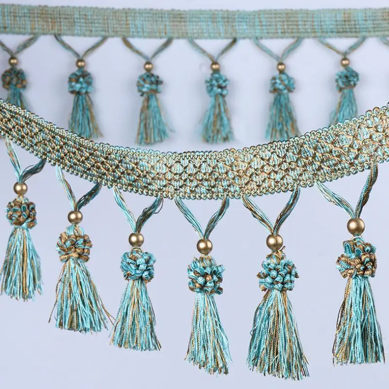 

New Multicolor 11 m Copper beads Strawberry Fine quality curtain tassel fringe trim lace ribbon fabric Decorative Accessories
