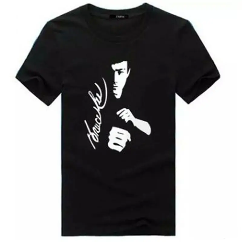 

Chinese Kungfu Bruce Lee short Sleeve Chiffon Casual shirt Boy Men Clothing Sports Summer shirts Top Tees
