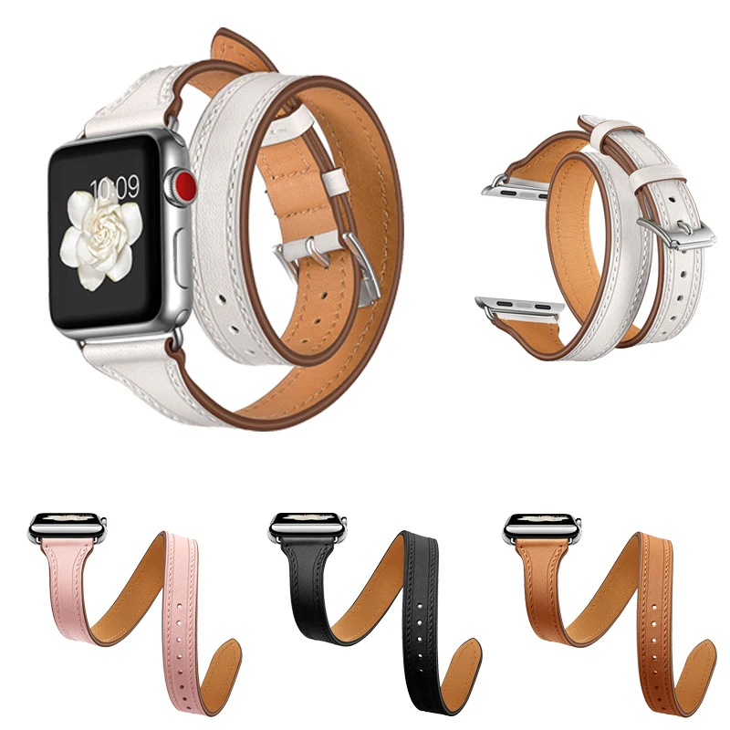 Ремешок из натуральной кожи для apple watch band 38 мм 42 браслет 40 iwatch 4 44 series 3 2 1