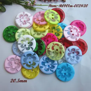 

60pcs 20mm Mix color 2 holes flower pattern resins button kids sweater cardigan sewing accessories 32L loose button wholesale