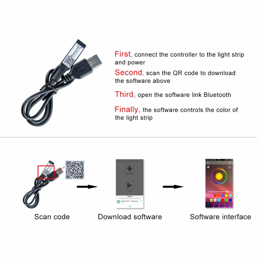 5V USB RGB RGBW Bluetooth диммер смартфон Android iOS 24V 5050 2835 Светодиодная лента