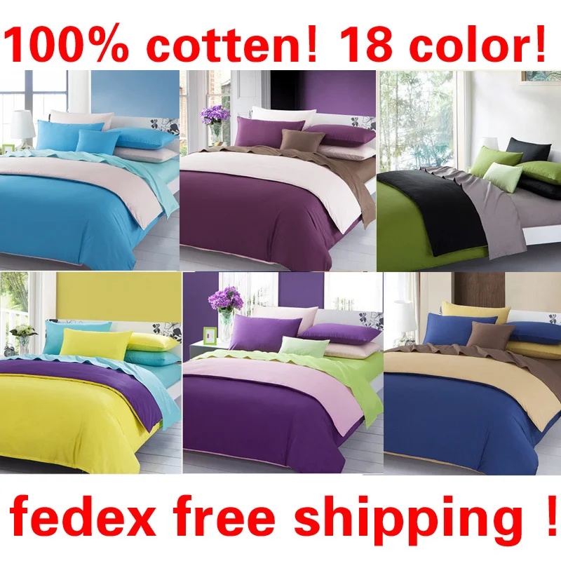 fedex free shipping ! solid color bed sheets fitted cover 4 pcs bedding