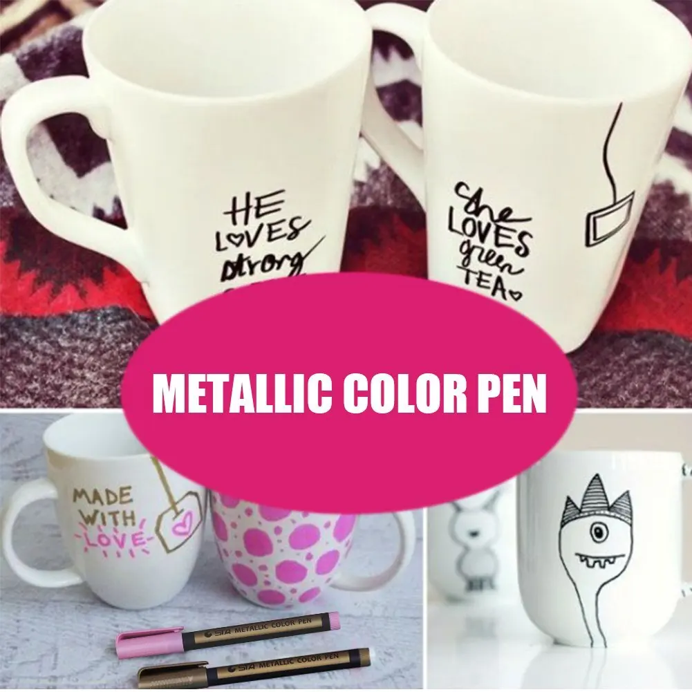 Caneta para Pintura de Rocha-ponto Marcadores de Tinta de Cor Metálica para Pintura Marcadores Metálicos Médio Cerâmica Vidro 10 Cores 28 Material escolar e de escritório