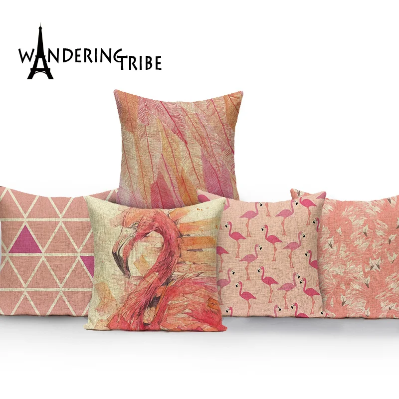 Pink Flamingo Cushion Cover Modern Art Decorative Pillowcase Home Office Furniture Throw Pillow Animal Gift Sofa throw pillows