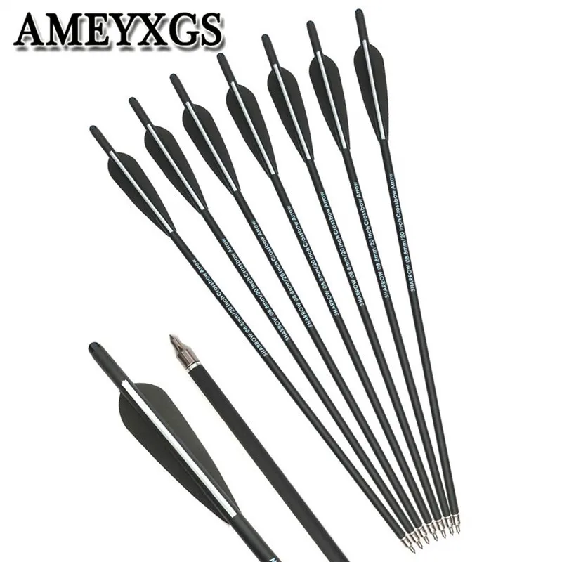 

12/24Pcs 22" Archery Crossbow Bolts Carbon Arrows with Replaceable Screw in Broadhead For Hunting Shooting Practice Accessories