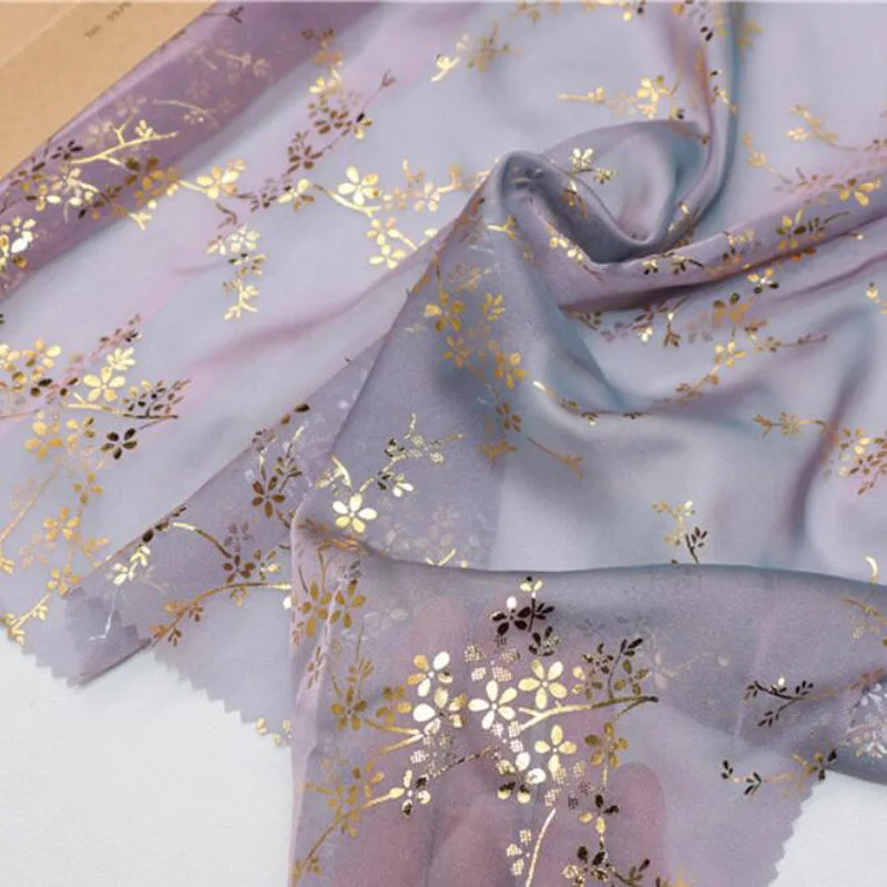 

Shiny Cosplay Chiffon Fabric bronzing Thin Soft Flowing Bronzed Magic Color DIY Dress fabric 1 Meter