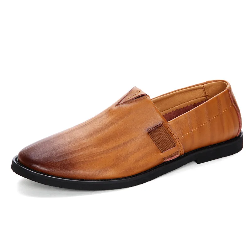 Приятный мягкий Обувь кожаная для девочек мужские лоферы слипоны Мокасины Мужская обувь Повседневное - Цвет: Light  brown
