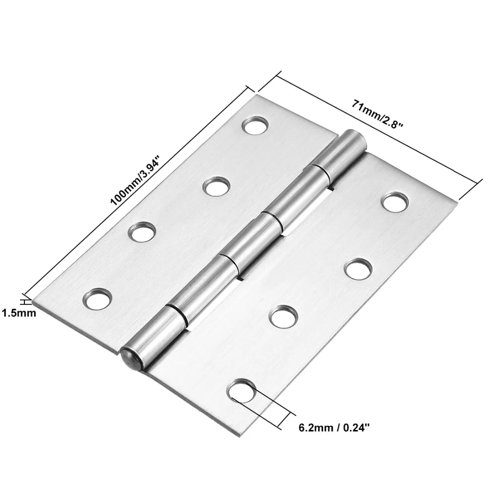 

Uxcell Newest 1Pcs Iron 3.94" Long Hinge Silver DIY Home,Office,Door Wardrobe Hinges Fittings Brushed Chrome Plain