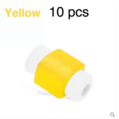Yellow 10 pcs 10 шт./лот, милый кабель, защита для наушников для iPhone, USB, цветное зарядное устройство для передачи данных, кабель для наушников, защитная крышка - Цвет: Yellow 10 pcs