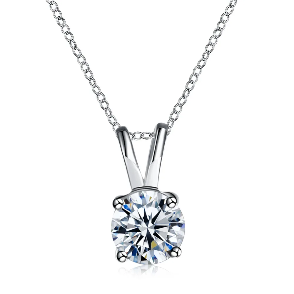 

Classic women cute white square zircon stone pendant 925 sterling silver necklace pendan for women choker necklace promotion