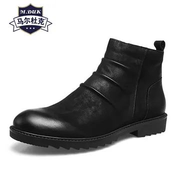 

Fall's new men's boots, leather Riding boots, English high shoes, vintage Chelsea boots, cowhide boots.