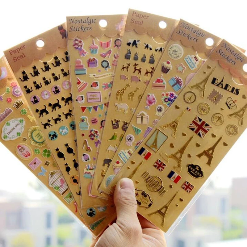 

1pc Small Object Mobile Phone Decoration Sticker Paris Tower Birthday Blessing Hot Stamp Transparent Diary Decorative Sticker