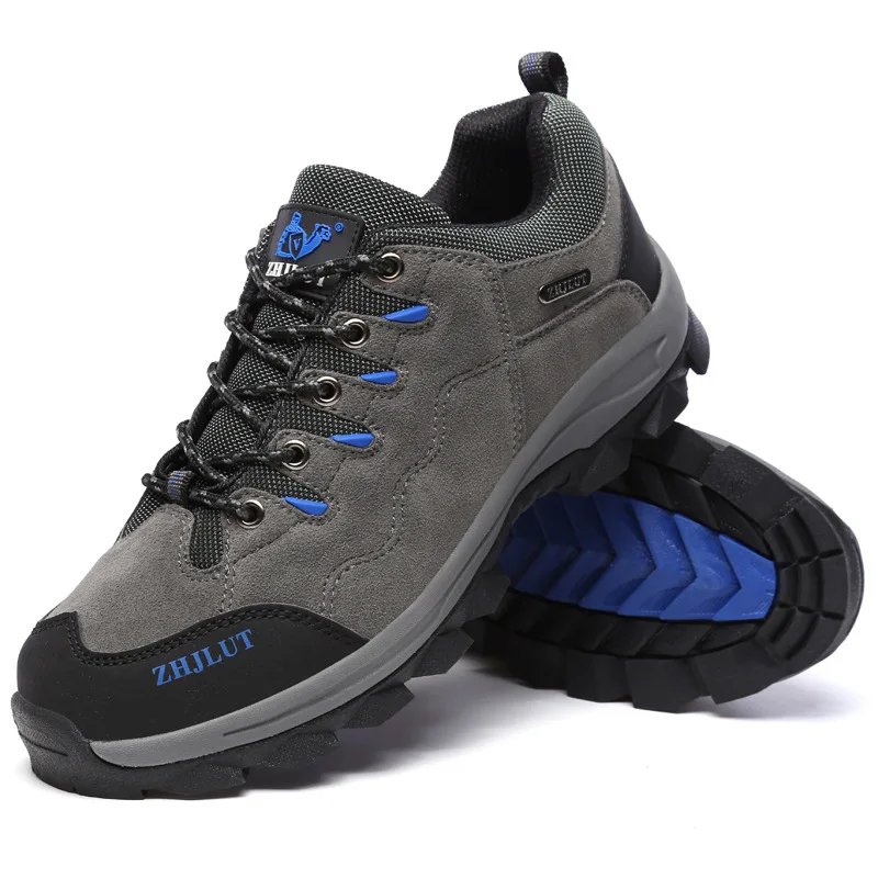 Теплая зимняя обувь для пешего туризма, низкие теплые кроссовки для альпинизма, большие размеры, мужская и женская обувь с хлопковой подкладкой, 36-47 - Цвет: thick grey