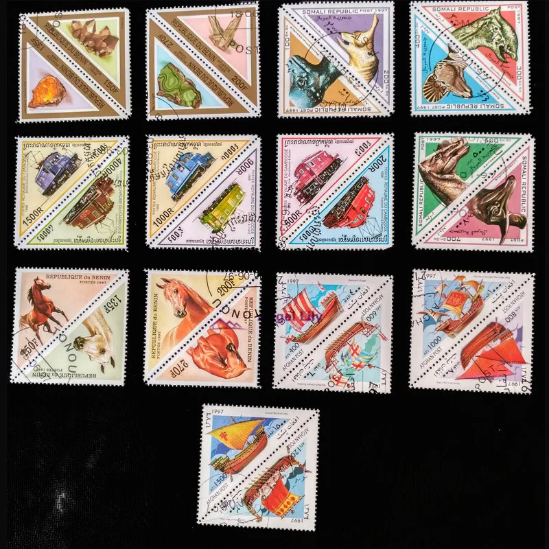 50 шт./лот треугольные почтовые марки хорошее состояние неиспользованные с почтовой маркой из мира штамп Коллекционирование Estampillas De Correo
