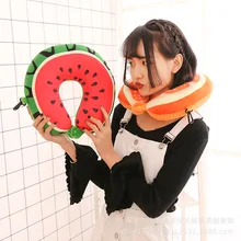 Универсальная 3D фруктовая u-образная Милая мультяшная Подушка под голову в машине печать подушка для шеи в автомобиль путешествия Арбуз Лимон киви оранжевая подушка