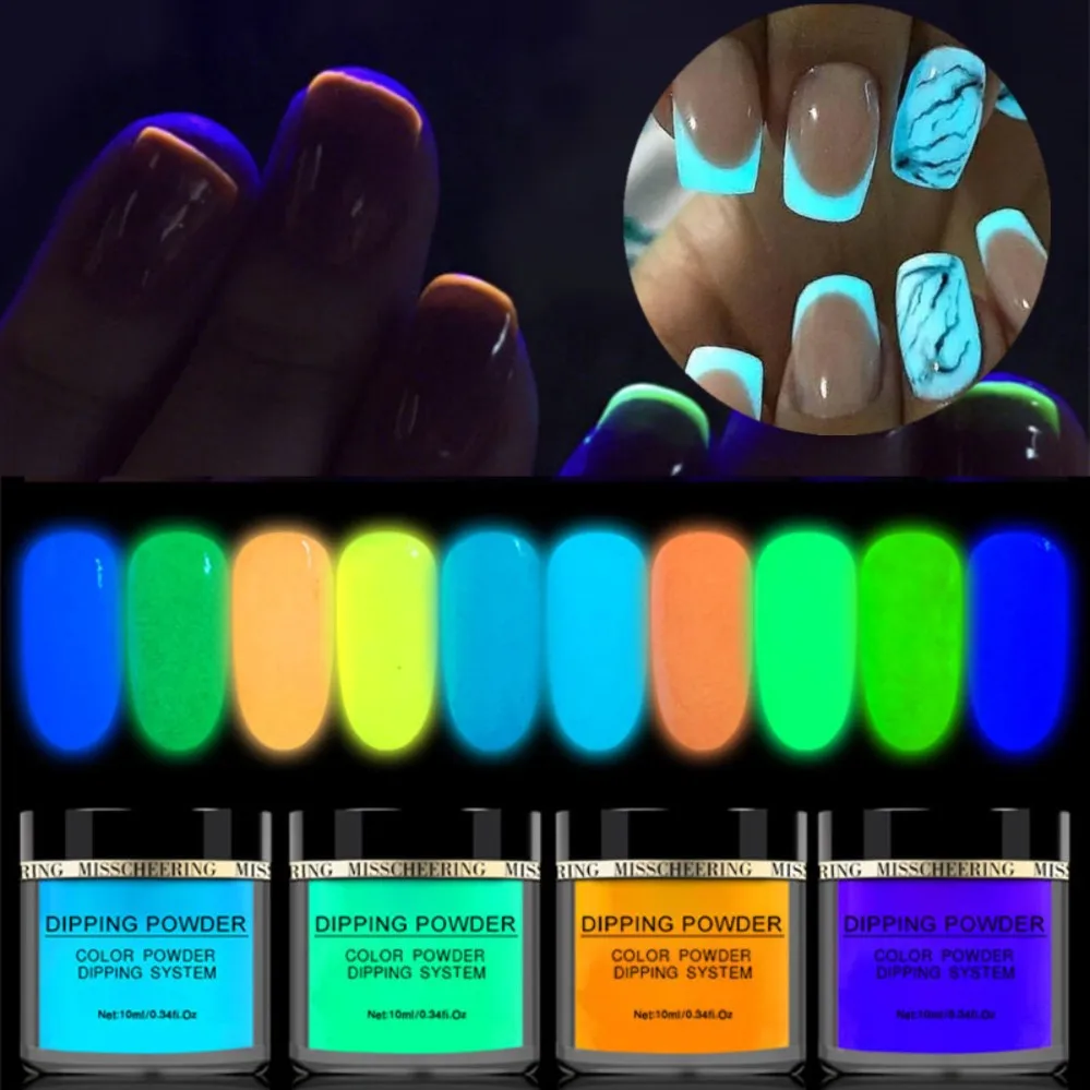 Ultrafine Luminous Nail Dipping Powder Fluorescent Glow In Dark Dipping