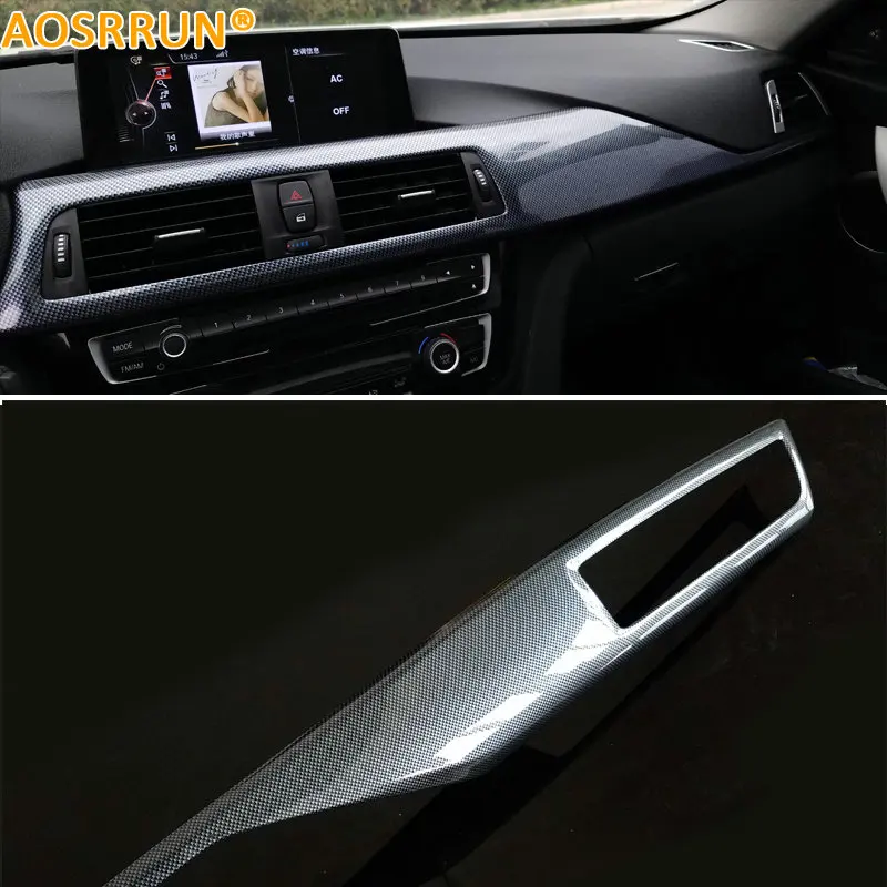 

AOSRRUN Carbon fiber style instrument desk decoration cover Car accessories For BMW F30 F31 F32 320i 316i 328i 2012-2016 LHD