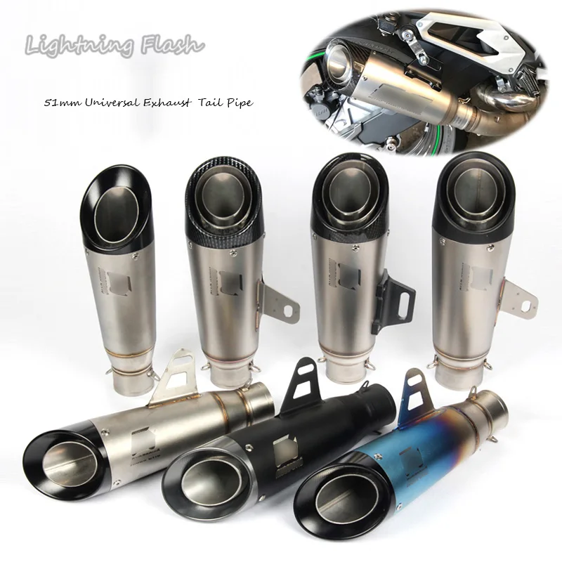 

Stainless Steel Motorcycle System Exhaust Tail Pipe No DB Killer Motorbike Escape Modified 51mm Universal Scooter Exhaust Pipe