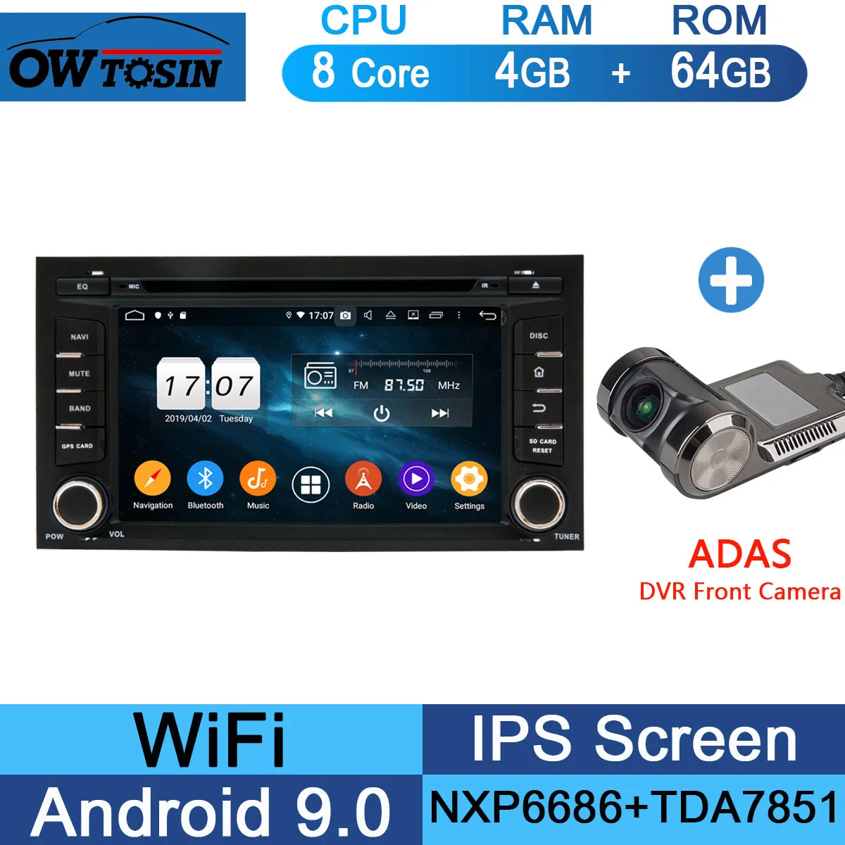 " ips 8 ядерный 4 Гб+ 64 ГБ Android 9,0 автомобильный dvd-плеер для Seat Leon 2013 gps Радио DSP Parrot BT CarPlay - Цвет: 64G Adas Camera