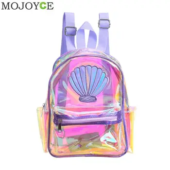 

Waterproof Women Backpack Printing Travel Backpacks Transparent Clear Laser Women PVC Big School Bag Knapsack