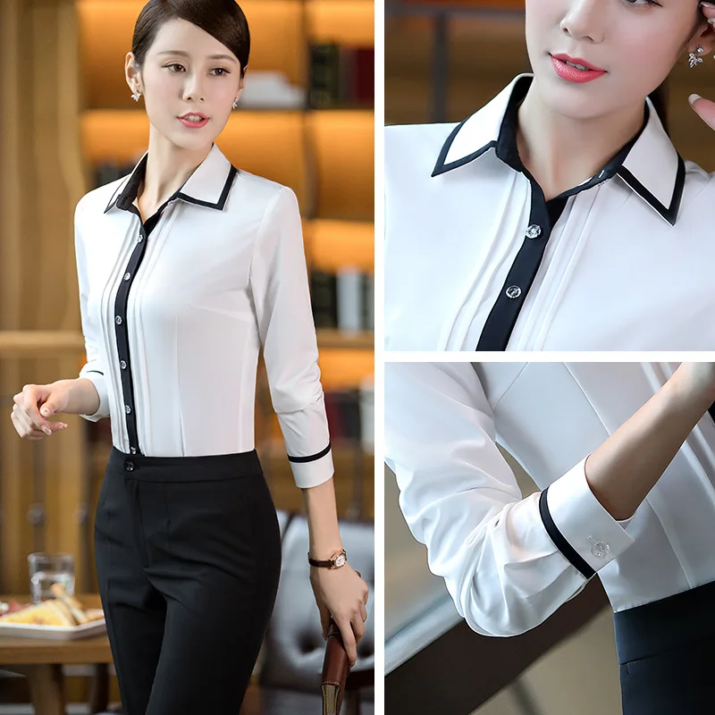 

Fashion White Womens Shirt OL Summer Business Formal Slim Short Sleeve Blouses Office Ladies Plus Size Work Wear Tops C1605 T12