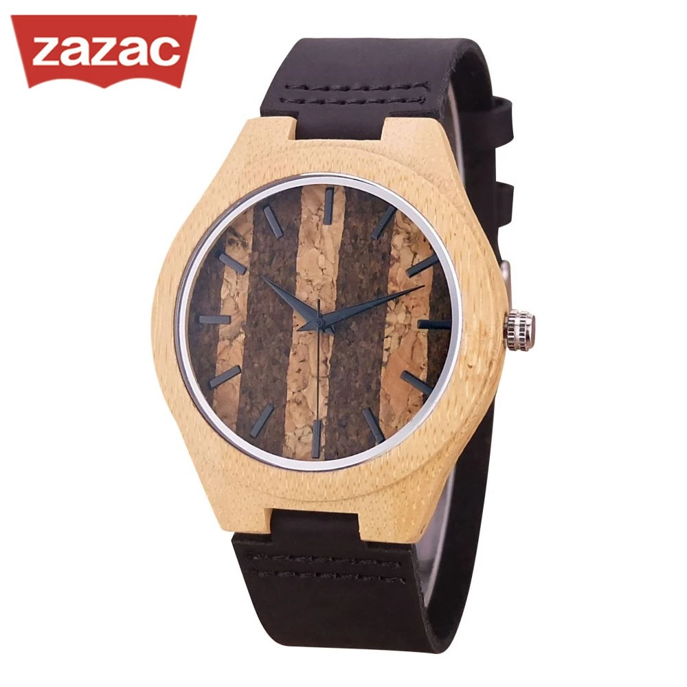 

Wooden Watches Quartz Watch Men Bamboo Modern Wristwatch Analog Nature Wood Face Fashion Soft Leather Creative Birthday Gifts