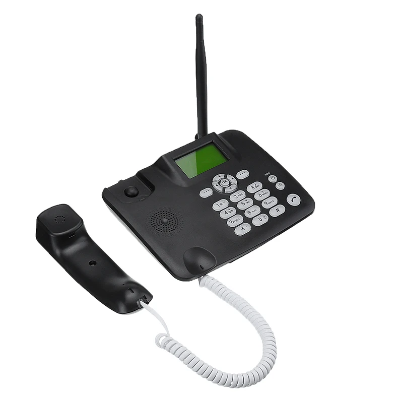 Черный беспроводной Рабочий стол телефон 4G GSM рабочий SIM карта Функция SMS