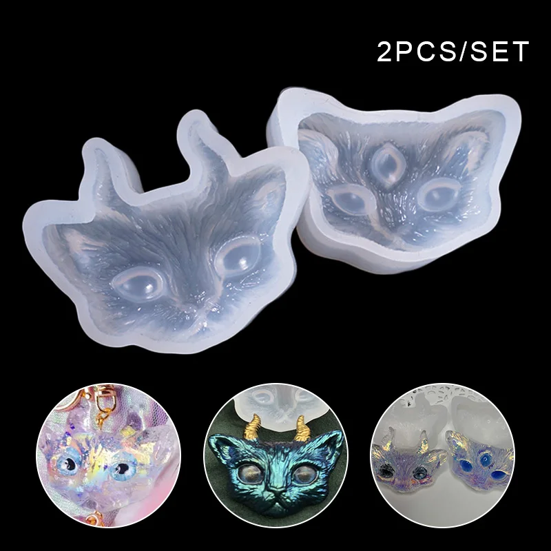 

2 Pcs/Set Cat Silicone Molds Crafting Resin Epoxy Jewelry Pendant Making DIY Crafts LBShipping