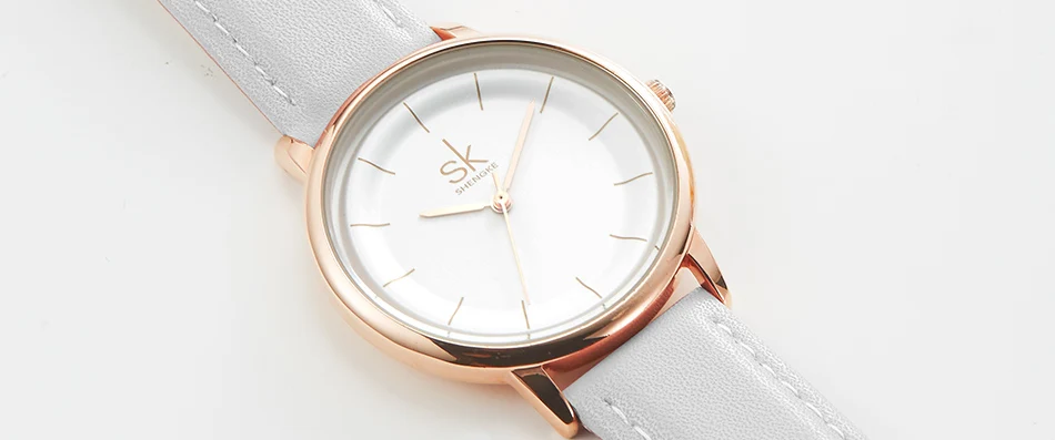 Shengke Элегантные новые женские часы ультра тонкий циферблат кожаный ремешок Кварцевые японский механизм Montre Femme Ludies наручные часы