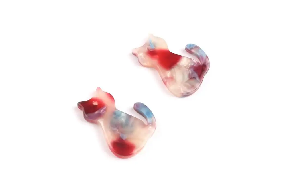 

Acrylic Earring Charms - Tortoise Shell Earrings - Cat Shaped - Pearl Mosaic Accessories - 6pcs/lot - 20.78x15.2x2.45mm - AC1073