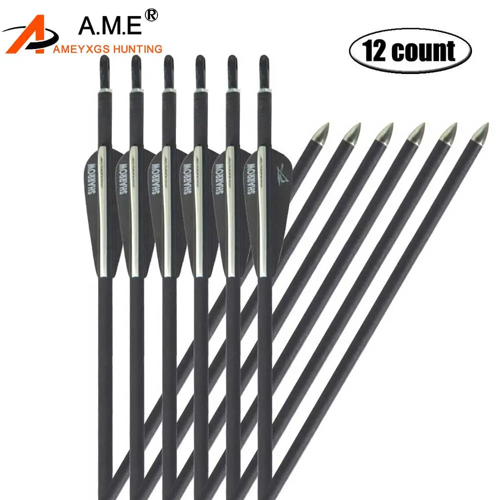 6/12pcs 31 inch Spine 700 Mixed Carbon Arrow With Replaceable Arrowhead 79cm Length for Bow Outdoor Entertainment