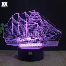 Парусник 3D светодиодные лампы Дистанционное управление ночник декоративный настольная лампа USB 7 цветов Изменение ребенка подарок Хуэй Юань Марка