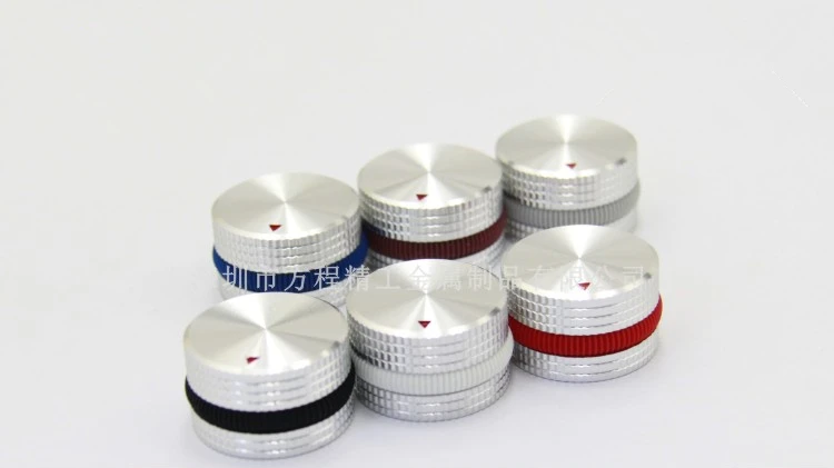 

4pcs aluminum knob Color circle potentiometer knob silver washer 25*15.5*6mm red triangle Volume knob switch Encoder amplifier