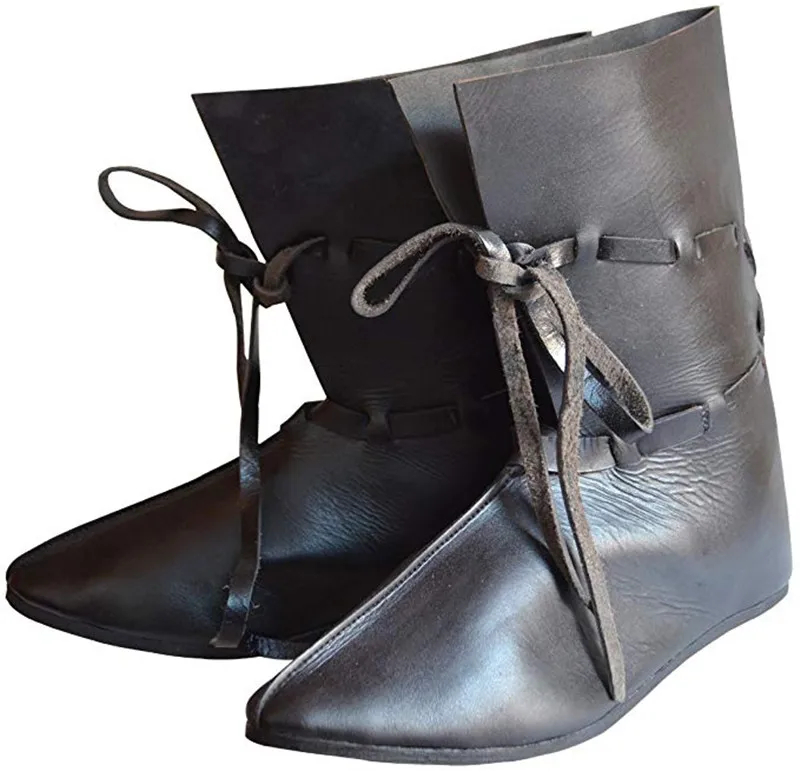 Cosplaydiy/мужская кожаная обувь в средневековом стиле; ботильоны в викторианском стиле; обувь в стиле ренессанса; L320 - Цвет: 2 black color