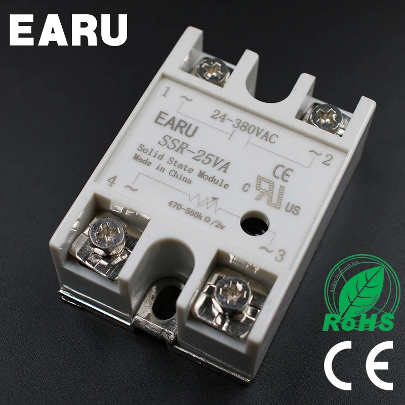 

1pcs Solid State Relay Module SSR-25VA 25A 500K ohm TO 24-380V AC SSR 25VA Resistance Regulator