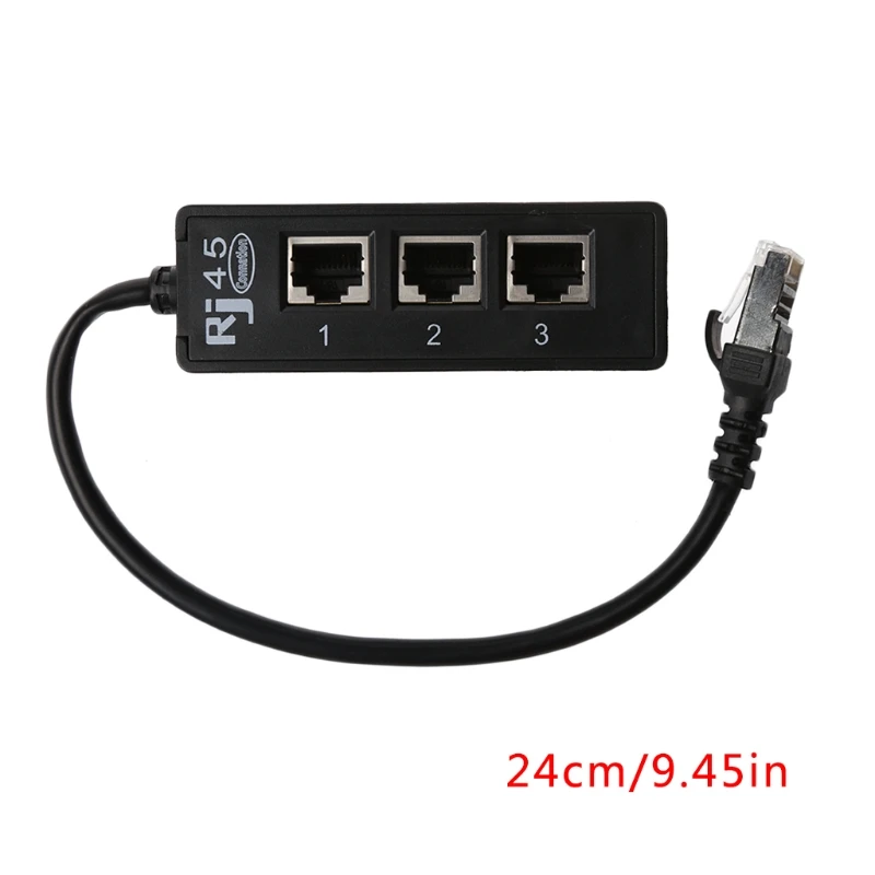 OOTDTY LAN Ethernet Cable Splitter Network RJ45 1 Male To 3 Female Connector Splitter Adapter Cable