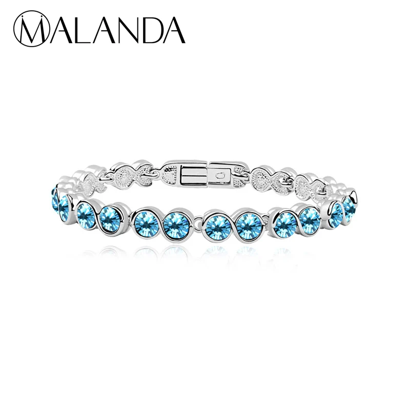 

MALANDA Brand Fashion Bangles Round Crystal From Swarovski Bracelets Bangles For Women Hot Wedding Jewelry Gift Drop Shipping