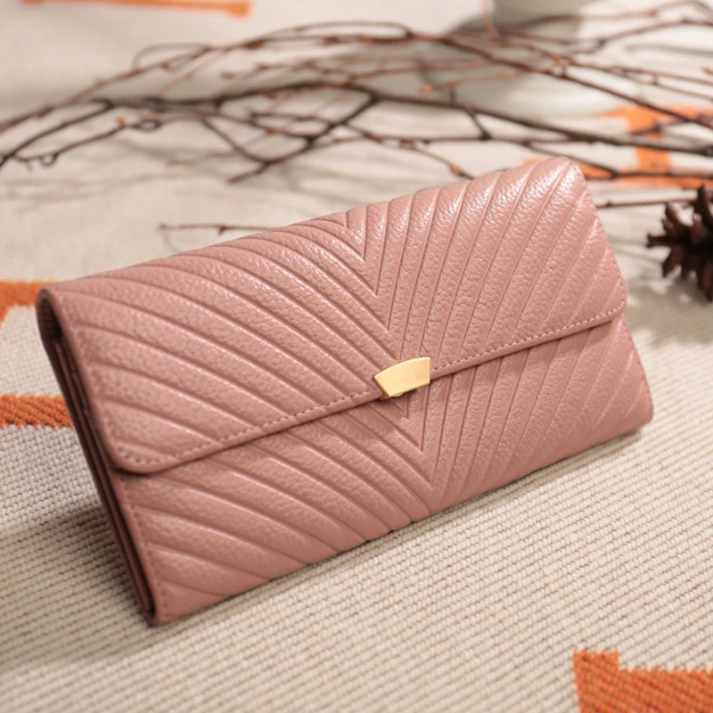 

Wallets for Women 100%Genuine leather Purse High Quality Cowskin ladies Wallet Hasp Solid Money Bag Designer Clutch Card Holder