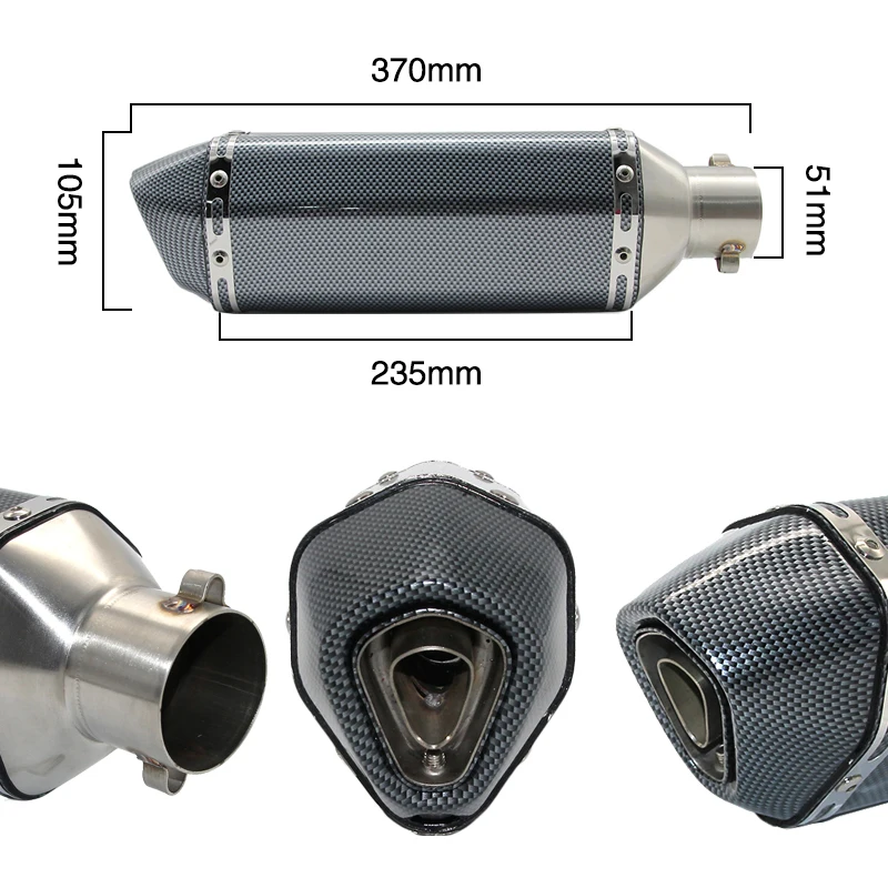 ZS MOTOS Универсальный 51 мм выхлопная труба для мотоцикла модифицированный Akrapovic глушитель FZ6 CBR250 CB600 MT07 ATV Dirt Pit Bike выхлопная труба