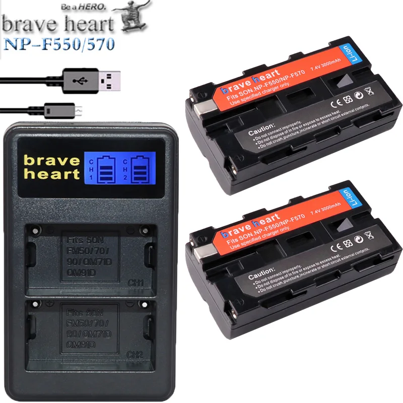 

2x 7.2v bateria NP-F550 NP F550 F570 F530 Batteries +Dual Charger for Sony CCD-SC55 CCD-TRV81 DCR-TRV210 MVC-FD81 Hi-8 camera